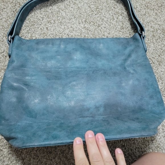 Blue Magnetic Snap Closure Shoulder Bag - Picture 3 of 5